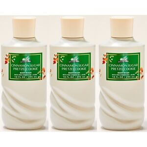 Bath & Body Works Milk Bar Cinnamon Sugar Pretzel Cookie Body Wash Set of 3 NEW